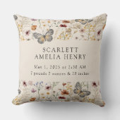 Coussin Statistiques de naissance de Boho Wildflowers Baby (Recto)