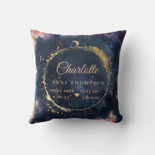 Coussin Statistiques de naissance de la lune céleste Keeps (Verso)