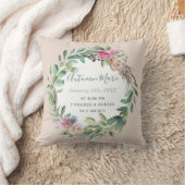 Coussin Statistiques de naissance de la petite fille Flora (Couverture)