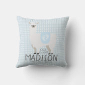 Coussin Statistiques de naissance de lama bleu et non blan (Verso)