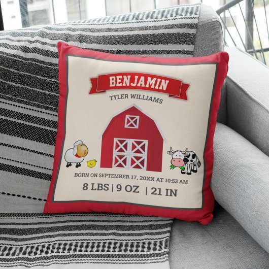 Coussin Statistiques de naissance des bébés Animaux de la