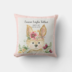 Coussin Statistiques de naissance des filles Bunny Aquarel