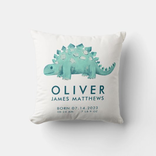 Coussin Statistiques de naissance Dinosaur Baby Boys (Recto)