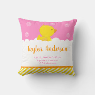 Coussin Statistiques de naissance en caoutchouc Ducky Jaun