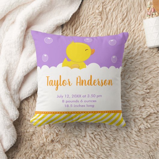 Coussin Statistiques de naissance en caoutchouc Ducky Jaun (Couverture)