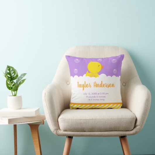 Coussin Statistiques de naissance en caoutchouc Ducky Jaun (Chaise)