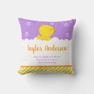 Coussin Statistiques de naissance en caoutchouc Ducky Jaun