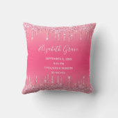 Coussin Statistiques de naissance Fille bébé tendance pail (Verso)