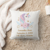 Coussin Statistiques de naissance Licorne Rose Bleu Or, Bé (Couverture)