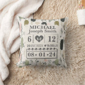 Coussin Statistiques de naissance personnalisées Boho (Couverture)