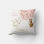Coussin Statistiques de naissance pour fille avec ballons  (Verso)
