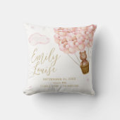 Coussin Statistiques de naissance pour fille avec ballons  (Recto)