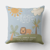 Coussin Statistiques de naissance religieuse de Lion Bébé (Recto)