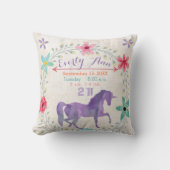 Coussin Statistiques de naissance violet Girl Créatures ma (Recto)