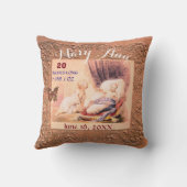 Coussin Statistiques Fille Bébé Antique Rose Floral Keepsa (Verso)