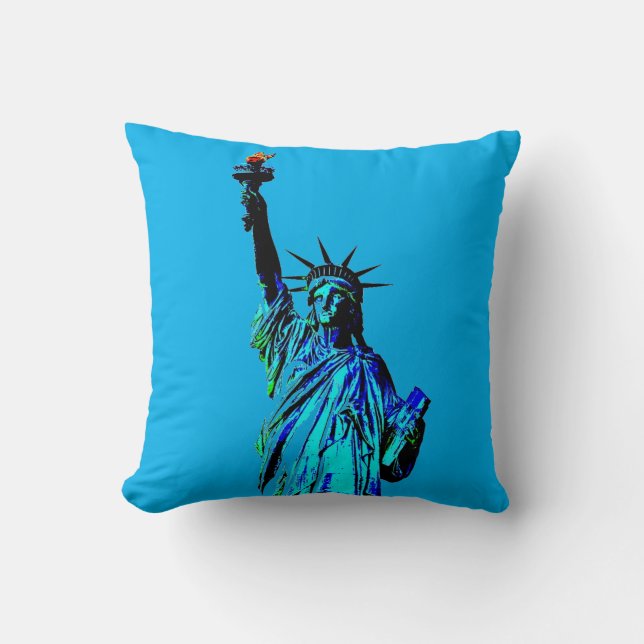 Coussin Statue bleue de Lady Liberty (Recto)