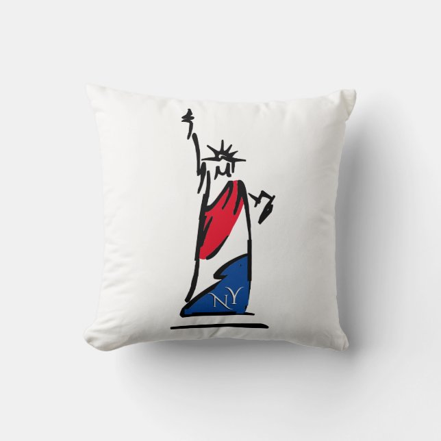 Coussin Statue de la Liberté NY Rouge Blanc et Bleu (Recto)