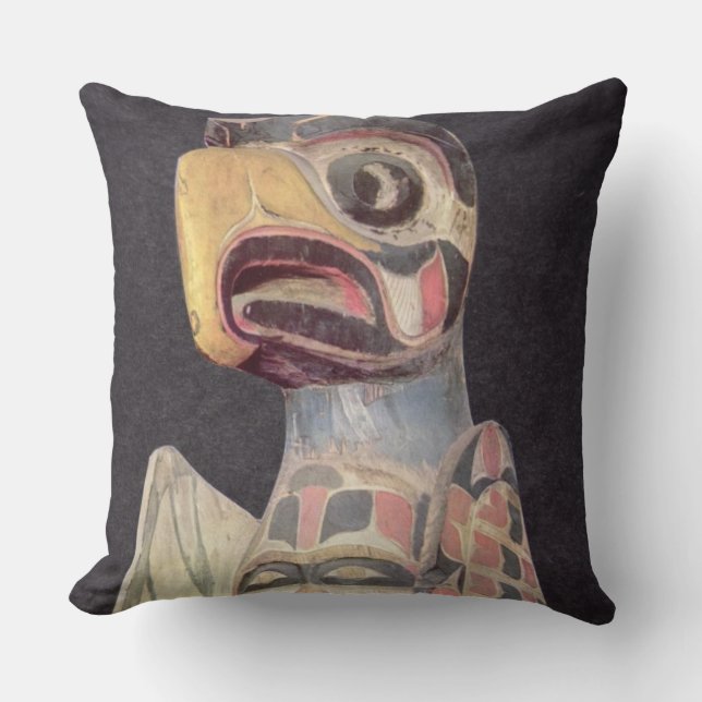 Coussin Statue de "Thunderbird" de Haida (bois peint) (Recto)