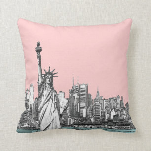 Coussin Statue rose de la Liberté New York Jeter des orei
