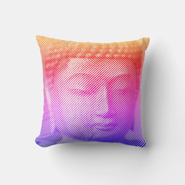 Coussin Statue Visage Bouddha Colorée Formée Par Lignes (Recto)