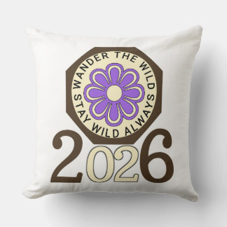 Coussin Stay Wild Always 2026 Retro Flower Design Throw Pi