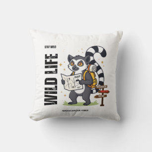 Coussin Stay Wild Lemur Life - Madagascar Vibes Cute lemur