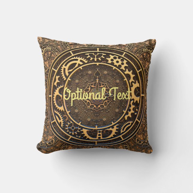 Coussin Steampunk Bronze Gears Filigree (Recto)