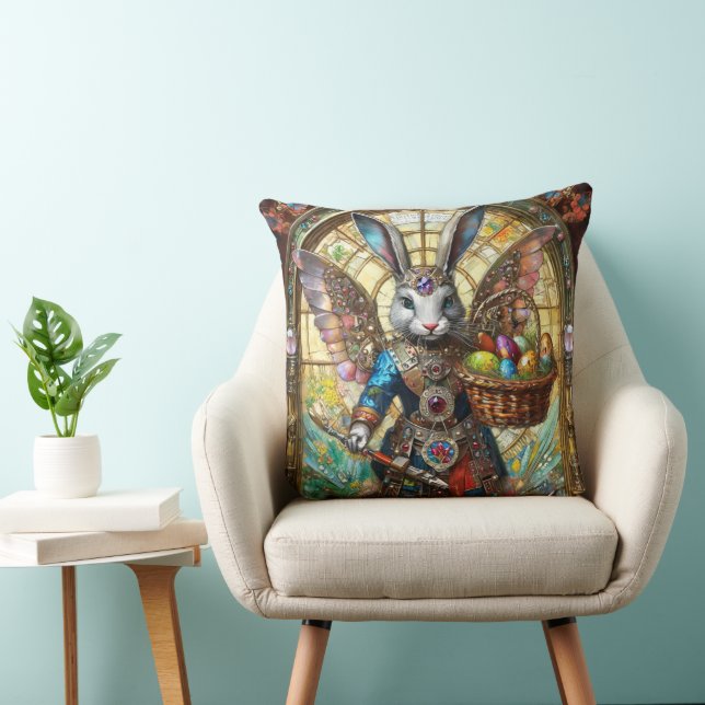 Coussin Steampunk Lapin de Pâques Guerrier Angel (Chaise)