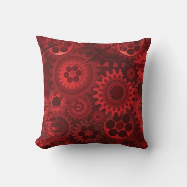 Coussin Steampunk rouge (Recto)