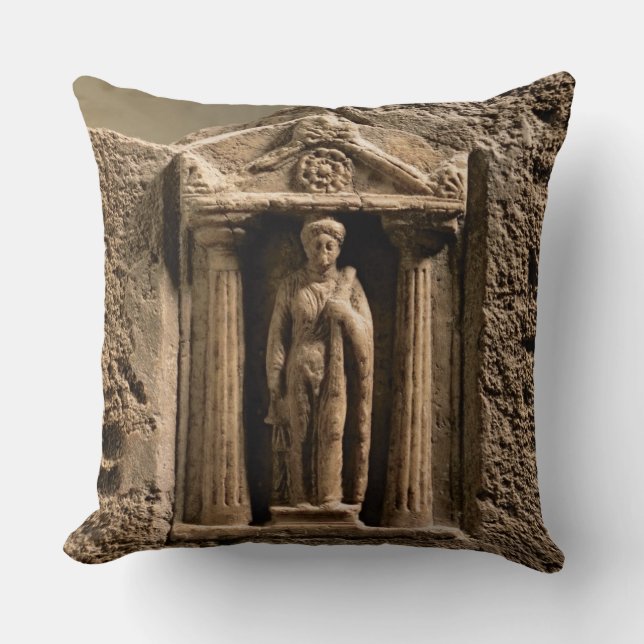 Coussin Stele votif de marbre et de grès avec le figu (Recto)