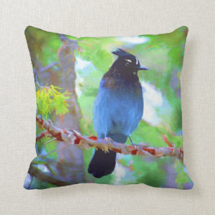 Coussin Steller's Jay Painting - Art original pour les ois