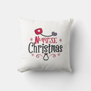 Coussin Stéthoscope festif rouge noir infirmière Noël mign