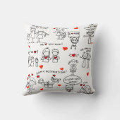 Coussin Stick Figure Art fête des mères (Verso)