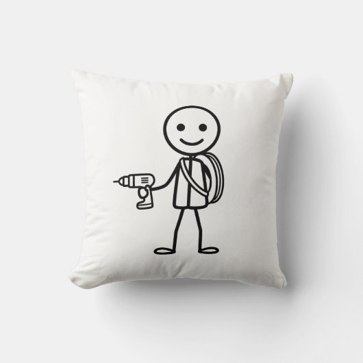 Coussin Stickmen At Work - L'Électricien (Recto)