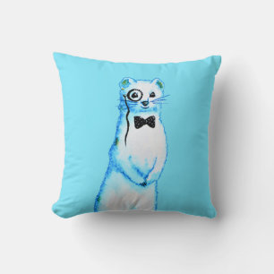Coussin Stoat blanc Ermine Cute Ferret Lover Art