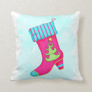 Coussin Stockage fuchsia de Noël de turquoise décoratif
