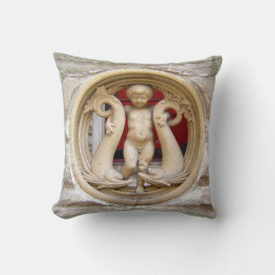 Coussin Stone Citizens putto en granit et dauphins