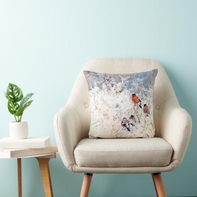 Coussin Stoopendaal - Bouvreuils, peinture d'art fin (Chaise)