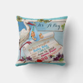 Coussin STORK, BÉBÉ ET SHAMROCK Floral Boy Statistiques bé (Verso)