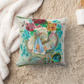 Coussin STORK GARÇON BABY SHOWER Floral Monogramme (Couverture)