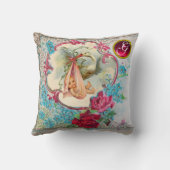 Coussin STORL BABY SHOWER FILLE FLORAL MONOGRAM Keepsaké (Verso)