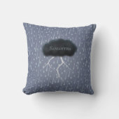 Coussin Stormy Day Thunder Cloud & pluie Customisé Bleu (Recto)