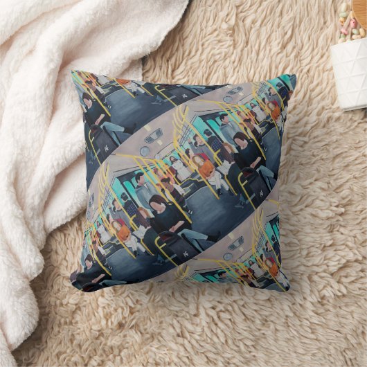 Coussin Stranger on the Bus Painting by Alfred Fox (Couverture)