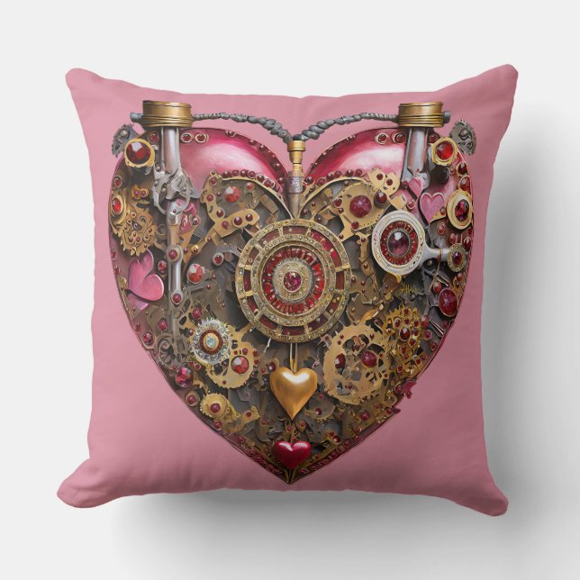 Coussin Streampunk Heart Ruby Valentine (Recto)