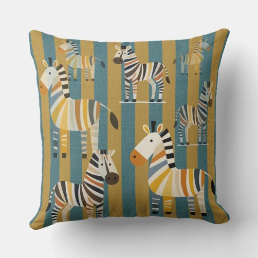 Coussin Striped Zebra Kids Throw Pillow (Verso)
