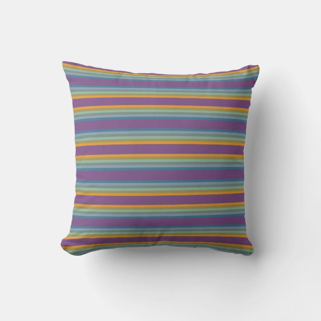 Coussin Stripes - bleu violet jaune (Recto)