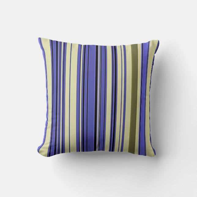Coussin Stripes - bleu violet jaune vert (Recto)