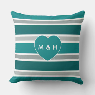 Coussin Stripes & Coeur personnalisées monogramme lancer o