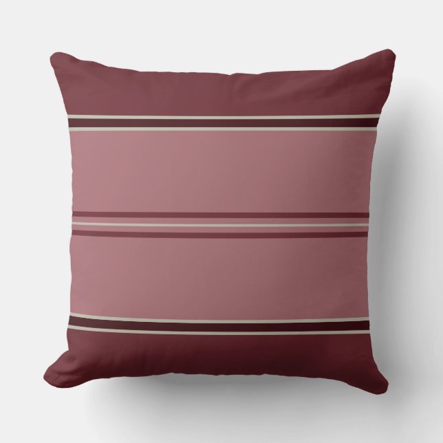 Coussin Stripes d'aubergines et de Roses (Recto)