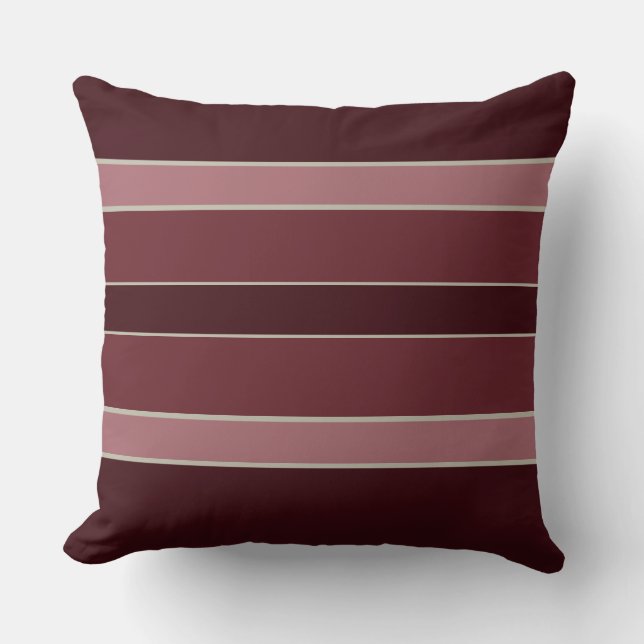 Coussin Stripes d'aubergines et de Roses (Recto)